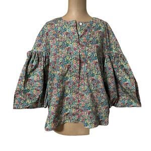 Tish Cox Ditzy Floral 100% Cotton Button Front Blouse size Small